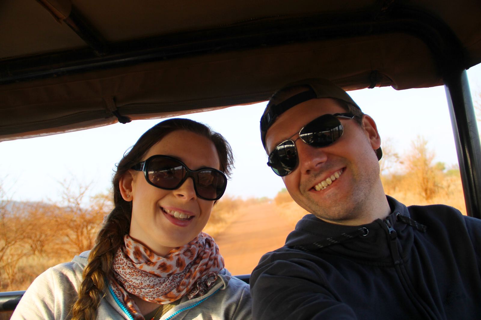 Stephen and Brooke on the sunset safari